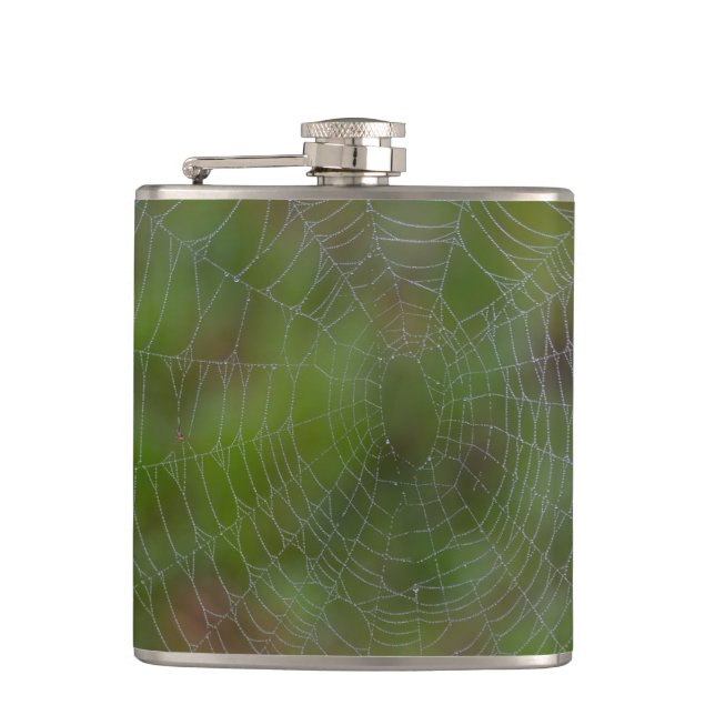 Spiderweb With Droplets Hip Flask (Front)