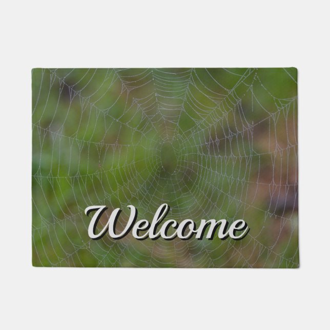 Spiderweb With Droplets Welcome Doormat (Front)
