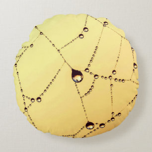 Spiderweb yellow gold black elegant  round cushion