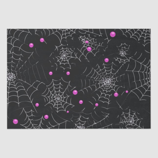 Spiderwebs and Dots Modern Black Halloween Tissue Paper (Front)