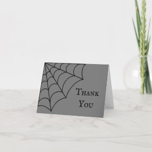 Spiderwebs Black and Grey Gothic Wedding Thank You Card