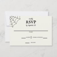 Spiderwebs Black and White Gothic Wedding RSVP