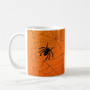 Spiderwebs on Orange Coffee Mug