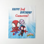 Spidey and His Amazing Friends Birthday I Tapestry<br><div class="desc">Celebrate your child's Birthday with this awesome Spidey wall tapestry. Personalise by adding your child's name and age!</div>