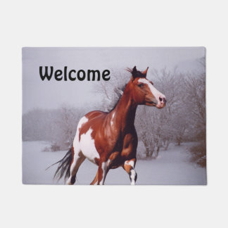 Spiegeland Welcome Paint Horse Snow Doormat