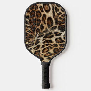Spiffy Leopard Spots Leather Grain Look Pickleball Paddle