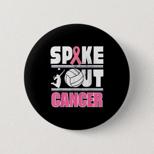 Spike Out Cancer Volleyball Breast Cancer Support 6 Cm Round Badge