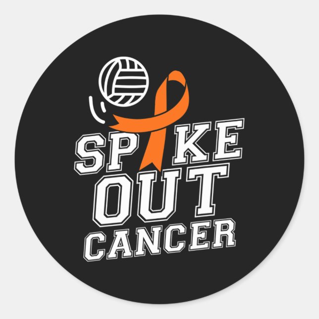 Spike Out Volleyball Leukaemia Cancer Awareness Ri Classic Round Sticker (Front)