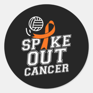 Spike Out Volleyball Leukaemia Cancer Awareness Ri Classic Round Sticker