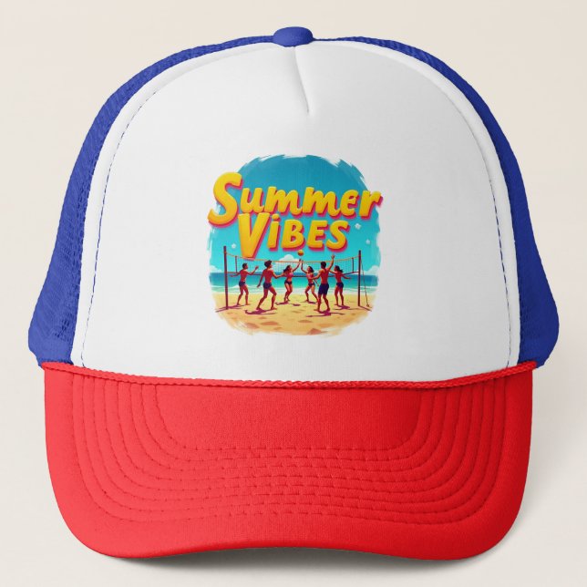 Spike the Sun: Summer Vibes Unleashed Trucker Hat (Front)