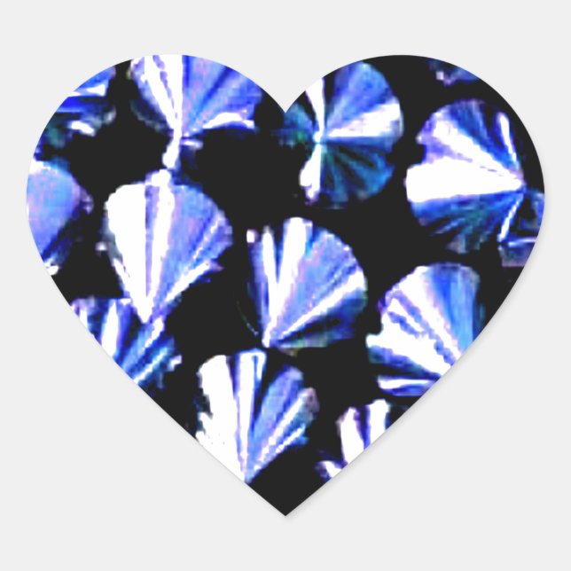Spiked Blue Silver Metal Heart Sticker (Front)