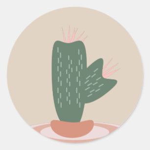 Spiked Cactus Houseplant Design Classic Round Sticker