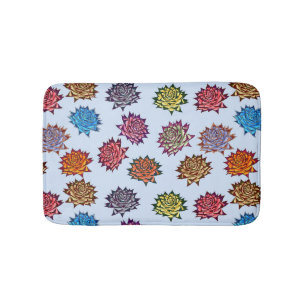 Spiked Rose Print, Modern Style Floral Pattern Bath Mat