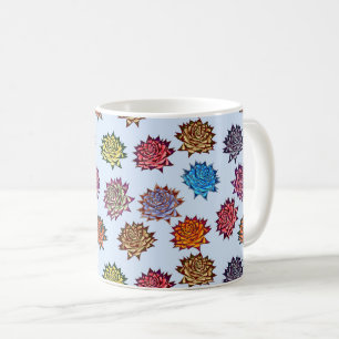 Spiked Rose Print, Modern Style Floral Pattern Coffee Mug