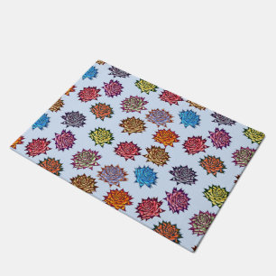 Spiked Rose Print, Modern Style Floral Pattern Doormat
