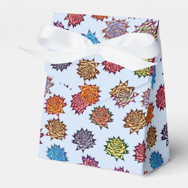 Spiked Rose Print, Modern Style Floral Pattern Favour Box (Front Side)