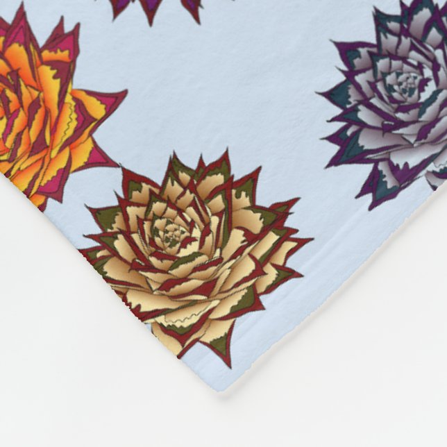 Spiked Rose Print, Modern Style Floral Pattern Fleece Blanket (Corner)