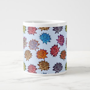 Spiked Rose Print, Modern Style Floral Pattern Large Coffee Mug