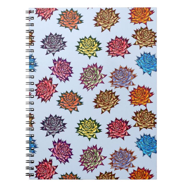 Spiked Rose Print, Modern Style Floral Pattern Notebook (Front)