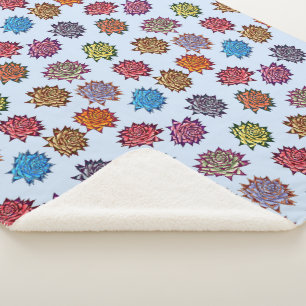 Spiked Rose Print, Modern Style Floral Pattern Sherpa Blanket