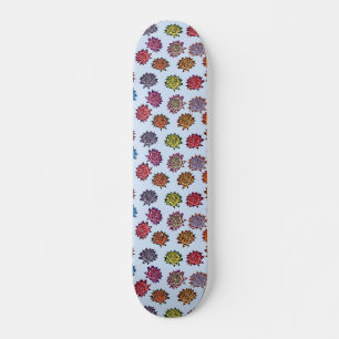 Spiked Rose Print, Modern Style Floral Pattern Skateboard