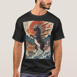 Spiked Sky Horse in Fiery Seas T-Shirt