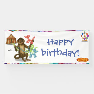 Spike's balloon monkey magic birthday banner