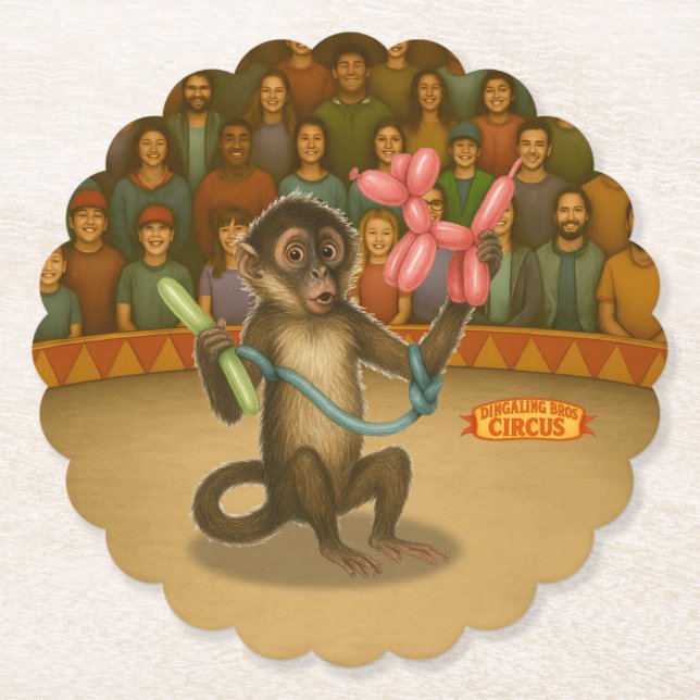 Spike's balloon monkey magic paper coaster (Front)