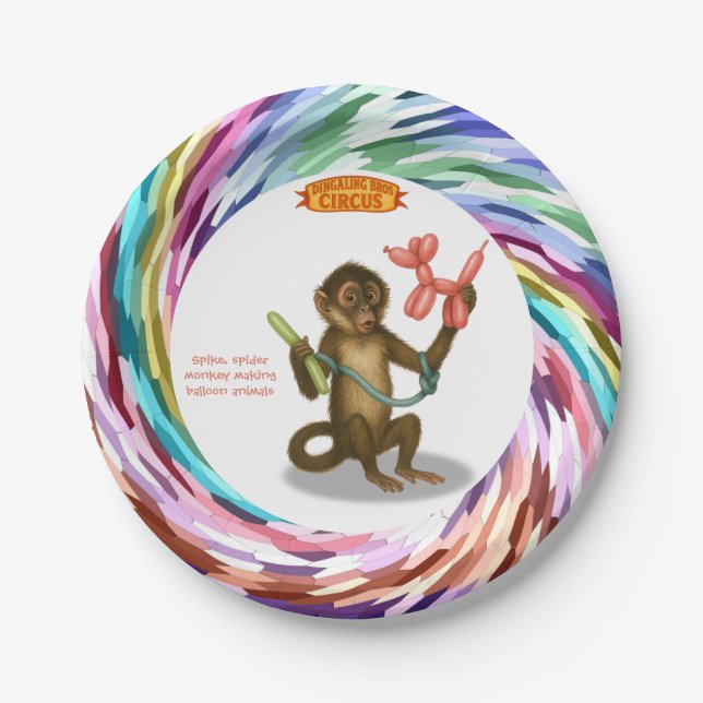Spike's balloon monkey magic paper plate (Front)