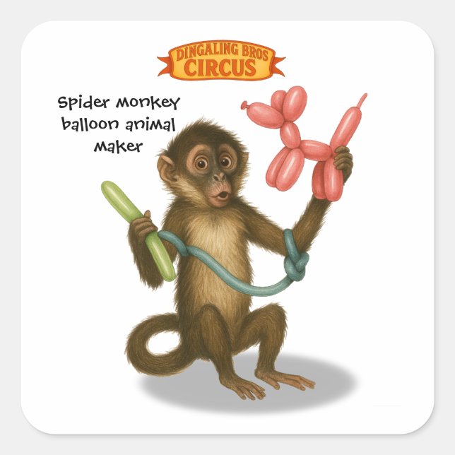 Spike's balloon monkey magic square sticker (Front)