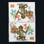 Spike's balloon monkey magic tea towel<br><div class="desc">Spike rarely sits still, unless he’s twisting balloons into incredible creations. With nimble little fingers and boundless imagination, he crafts whimsical balloon animals faster than you can blink. His cheerful chatter and playful nature make him a favourite among circus visitors of every age. You can find lots of other Dingaling...</div>