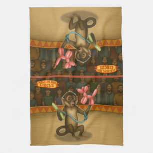 Spike's balloon monkey magic tea towel