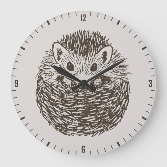 Spikey Ball of Love - Sweet Hokey Pokey Hedgehog Large Clock (Front)