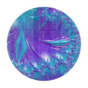 Spikey blue and purple original fractal design cutting board