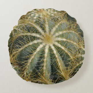 Spikey Natural Green Cactus Round Cushion