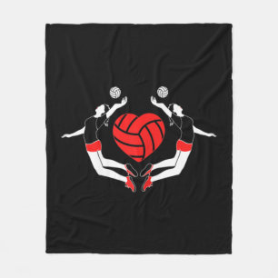 Spiking Players Volleyball Heart  Fleece Blanket