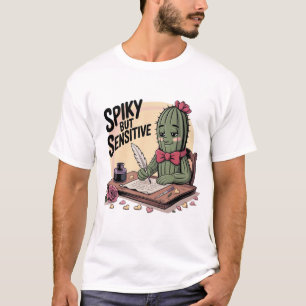 Spiky But Sensitive Cactus Poet Retro T-Shirt
