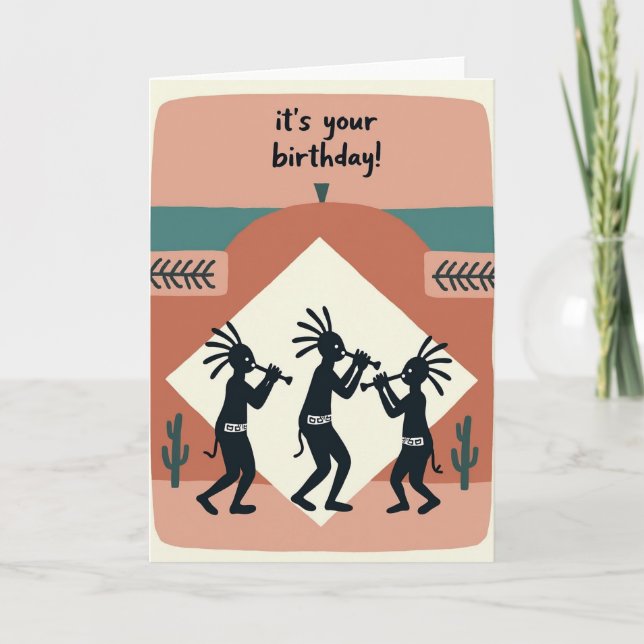 Spiky Figures Birthday Card (Front)