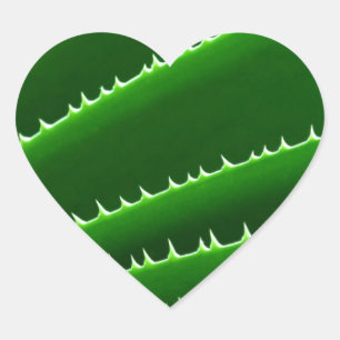 Spiky Green Leaf Pattern Heart Sticker