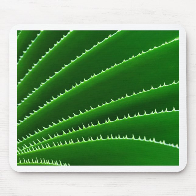 Spiky Green Leaf Pattern Mouse Pad (Front)