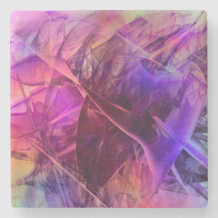 Spiky Shiny Faux Glass Texture Abstract Design Stone Coaster