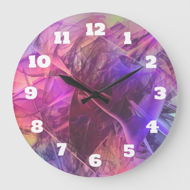 Spiky Shiny Glass Shards Abstract Design Large Clock (Front)