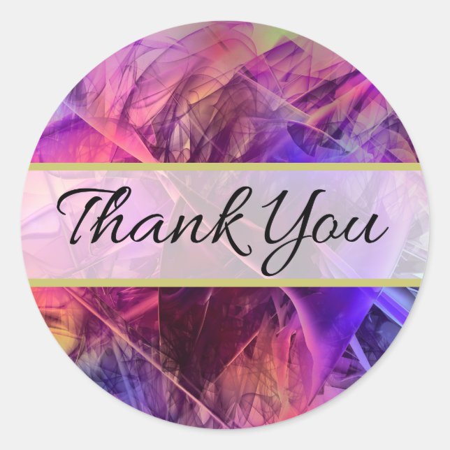 Spiky Shiny Glass Shards Abstract Design Thank You Classic Round Sticker (Front)