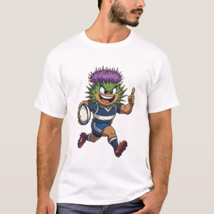 Spiky Sprint Scottish Thistle Rugby Mascot T-Shirt