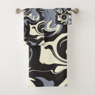 Spill - Black, Gray and Cream Bath Towel Set