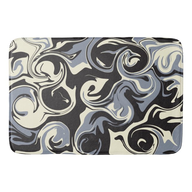 Spill - Black, Grey and Cream Bath Mat (Front)