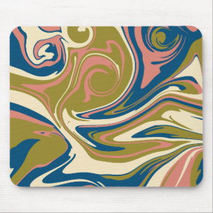 Spill - Blue, Olive Green, Pink and Cream Mouse Pad