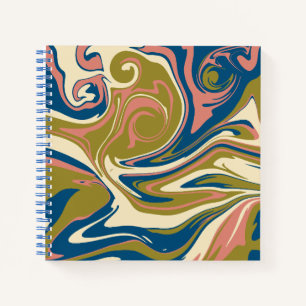 Spill - Blue, Olive Green, Pink and Cream Notebook