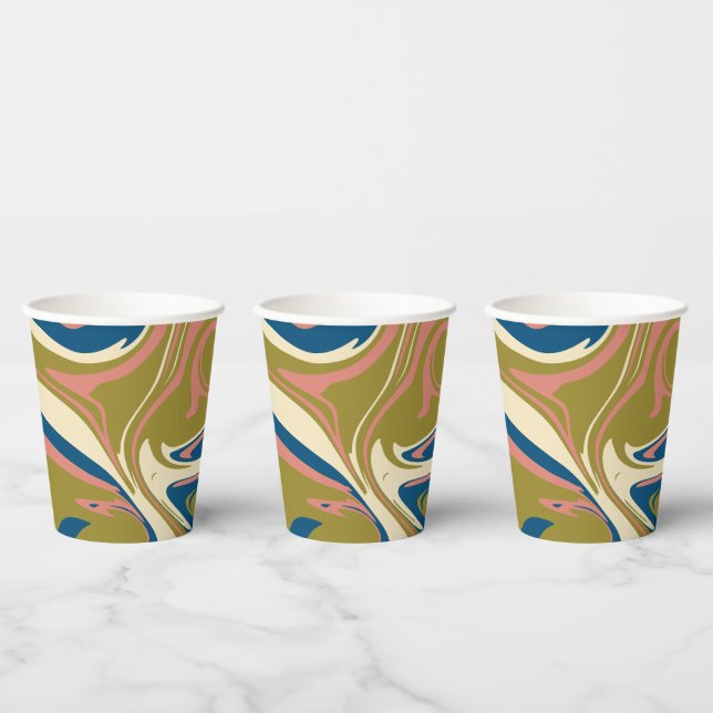 Spill - Blue, Olive Green, Pink and Cream Paper Cups (Multi)