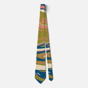 Spill - Blue, Olive Green, Pink and Cream Tie